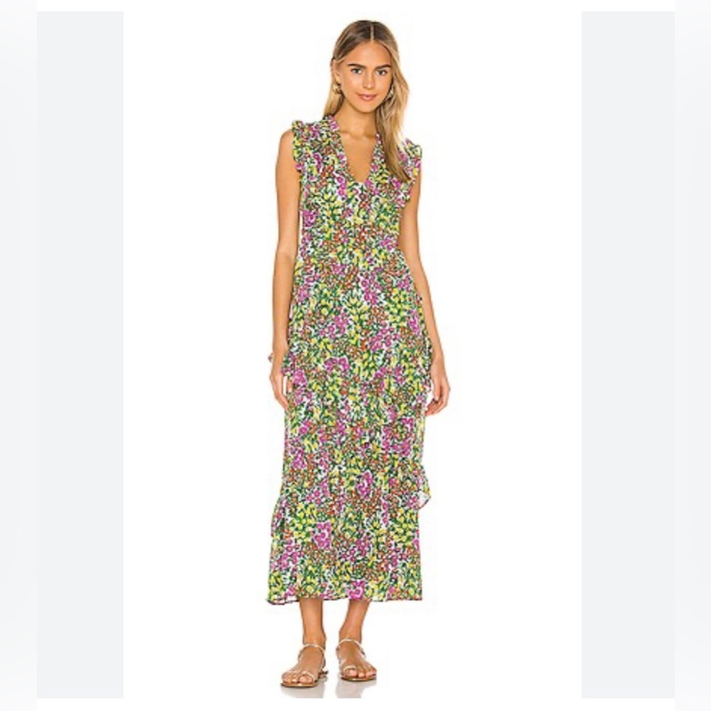 Banjanan Donna Dress-Cottage Garden Lilac Multi, Size L, Excellent Condition